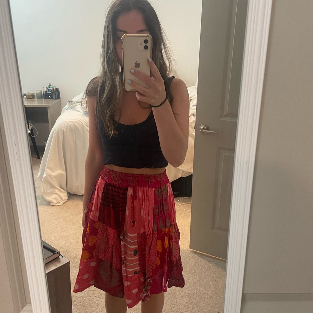 Red Asymmetrical A-Line Cocktail Skirt